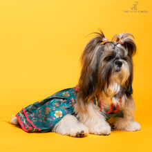 Load image into Gallery viewer, Dil Rooba floral teal ghagra choli Dress For Dogs