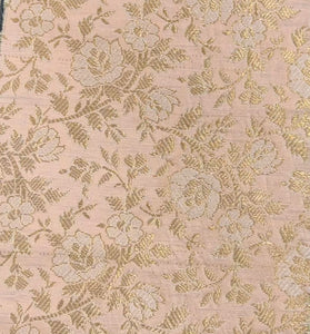 Pink & Golden Brocade Frock With A Bow
