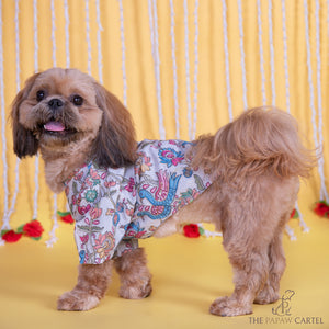 Kalamkari Print Classic Kurta With Zari for dogs