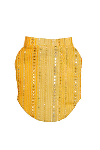 Sunshine yellow koti kurta set with mirror embroidery For Dogs