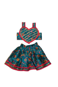 Dil Rooba floral teal ghagra choli Dress For Dogs