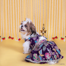 Load image into Gallery viewer, Purple Paisley Motif Embroidered Lehenga Choli for dogs