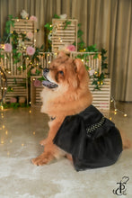 Load image into Gallery viewer, Black Peplum Dress With Pearl Belt