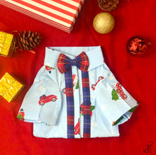 Load image into Gallery viewer, Journey To Santa Land Suspender Shirt With A Bow