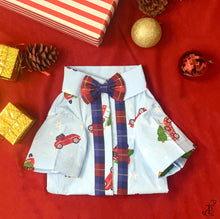 Load image into Gallery viewer, Journey To Santa Land Suspender Shirt With A Bow