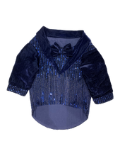 Load image into Gallery viewer, Blue Shawl Collar Sequin Tuxedo With A Bow